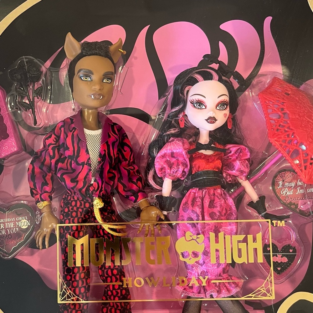 NIB Draculaura & Clawd Monster High Howliday Love Edition Dolls - Picture 3 of 6